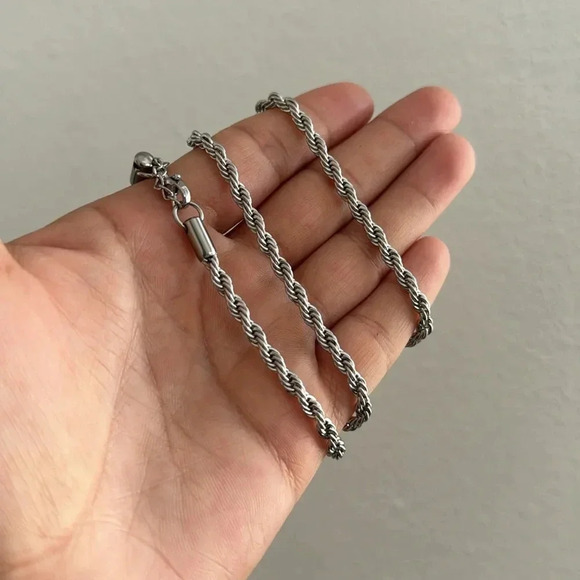 Solid Rope 4.5mm Necklace 24 Inch Stainless Steel - Picture 4 of 9